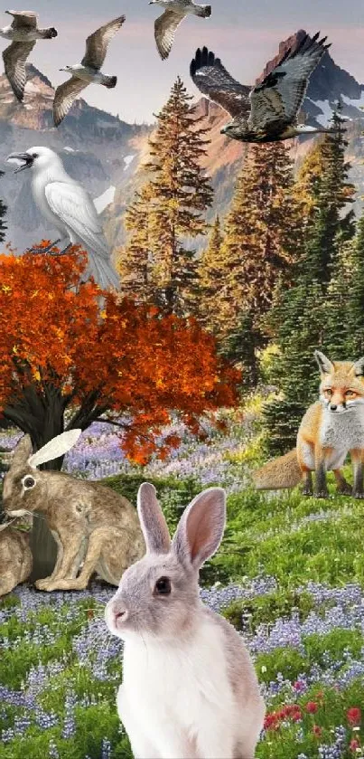 Nature wallpaper with wildlife and scenic forest landscape.