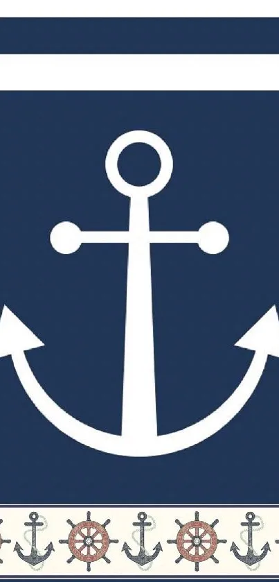 Nautical anchor design on navy blue background.