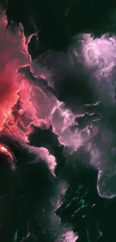 Vibrant pink and purple nebula clouds wallpaper.