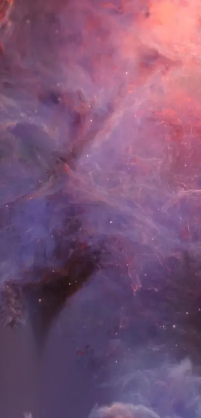 Vibrant nebula galaxy wallpaper with purple and pink cosmic swirls.