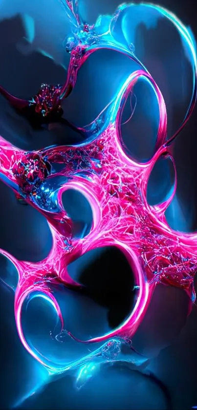 Vibrant neon abstract mobile wallpaper in pink and blue tones.