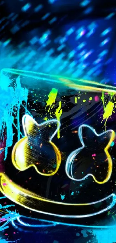 Vibrant neon DJ-inspired abstract wallpaper with glowing colors.