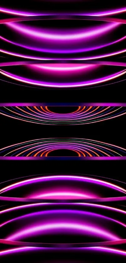 Vibrant neon abstract mobile wallpaper with dynamic glowing shapes.