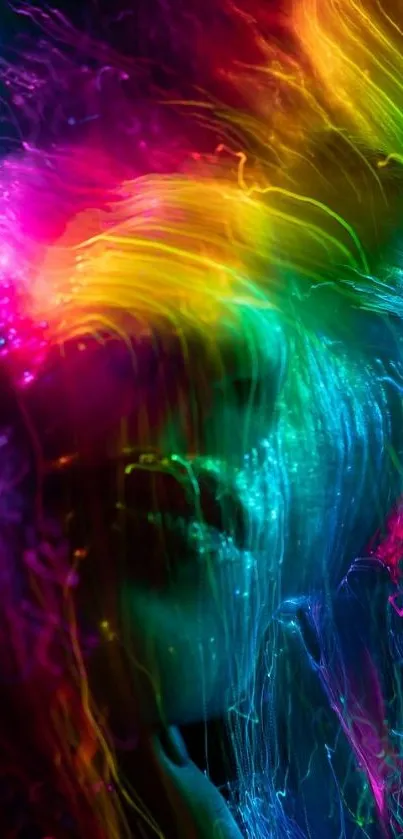 Vibrant neon abstract wallpaper with rainbow colors and dynamic textures.