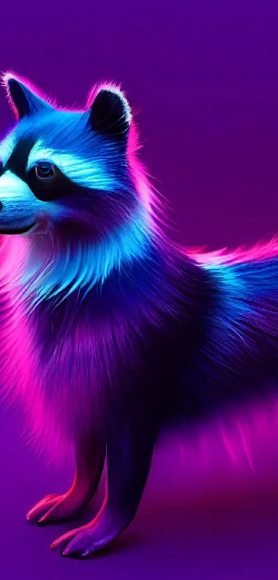 Neon-inspired animal art with vibrant colors on a purple background.