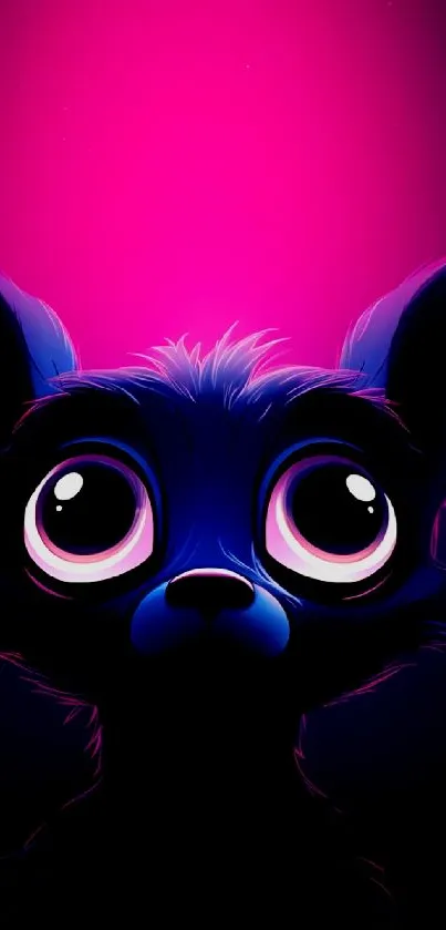 Neon animal with large eyes and vibrant pink background wallpaper.