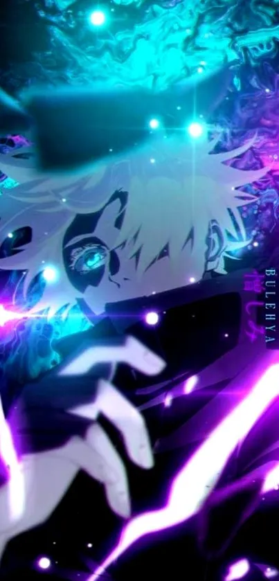 Neon anime character with vibrant colors.