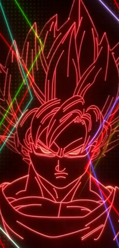 Dynamic neon anime hero wallpaper with glowing red lines.