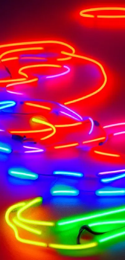 Vibrant neon lights create a colorful abstract phone wallpaper.