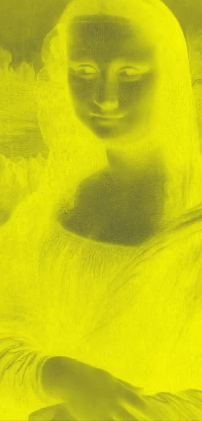 Mona Lisa with a neon yellow effect for a modern twist on classic art.