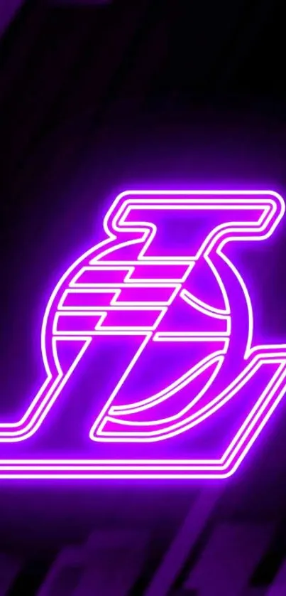 Purple neon basketball logo wallpaper.