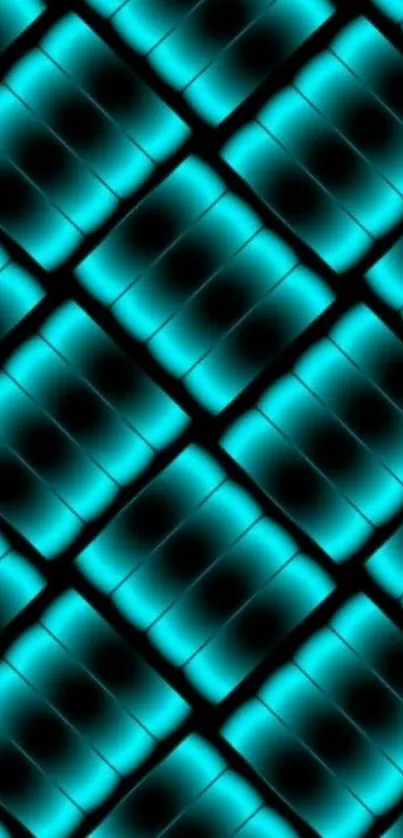 Neon blue abstract geometric pattern wallpaper.