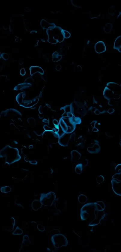 Neon blue abstract design on black background wallpaper.