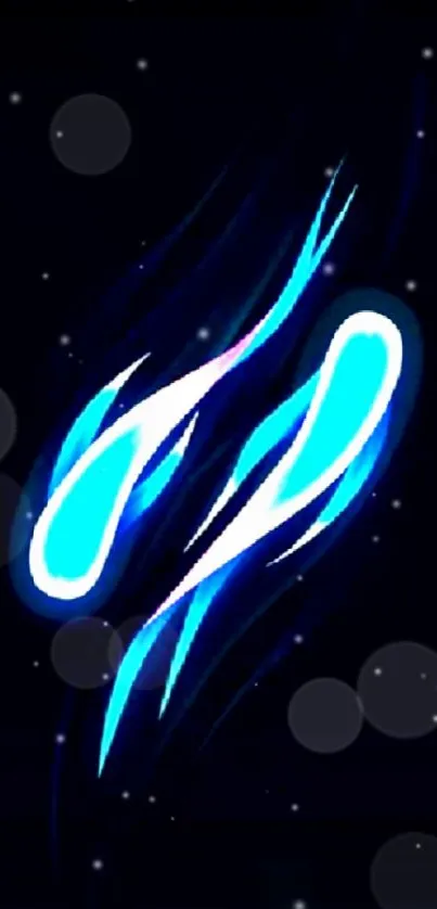 Neon blue abstract mobile wallpaper with flowing lines.