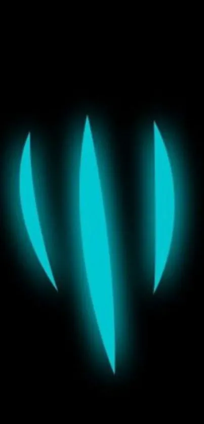 Neon blue abstract wallpaper with glowing shapes on black background.