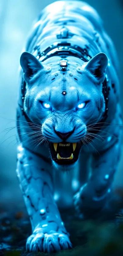 Neon Blue Robot Panther  Live Wallpaper