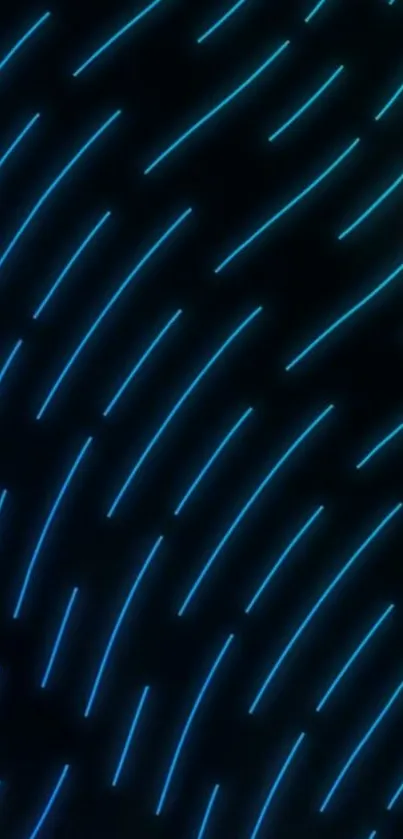 Neon blue wave pattern with glowing lines on a dark background.