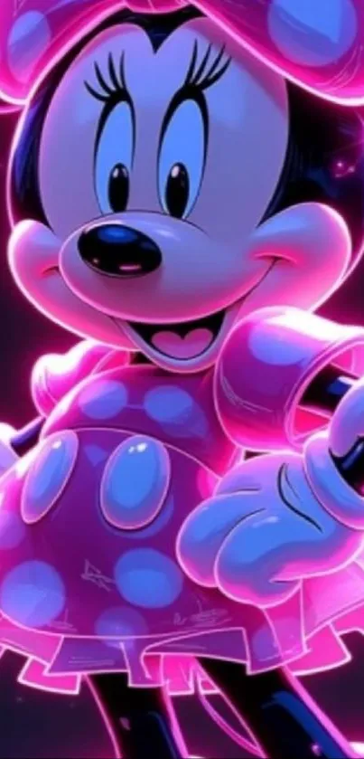 Neon cartoon character glowing wallpaper design.