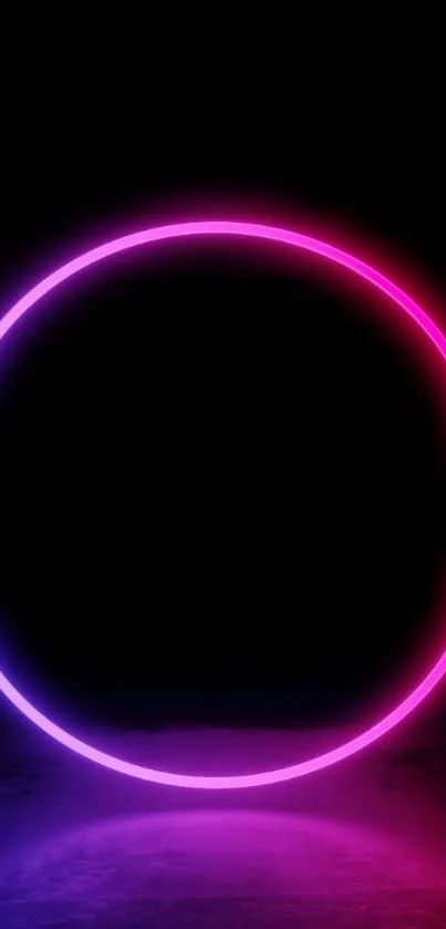 Neon circle glowing on dark background.