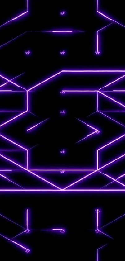 Futuristic neon circuit wallpaper with purple lines.