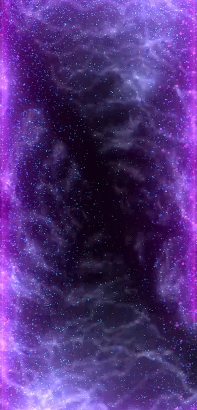 Vibrant neon cosmic wallpaper in purple hues, perfect for mobile screens.