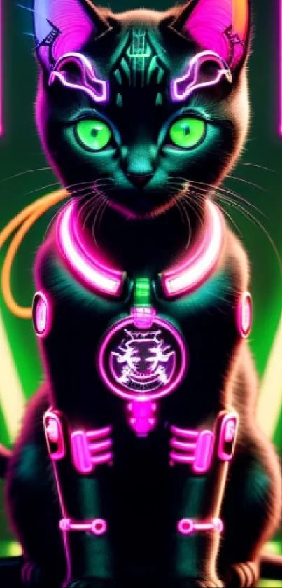 Neon cyber cat with glowing futuristic design, perfect for tech-savvy users.