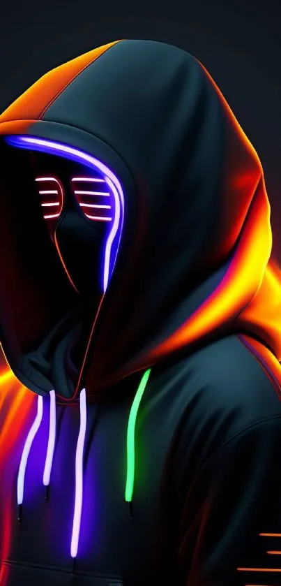 Futuristic neon hoodie artwork with vibrant colors.