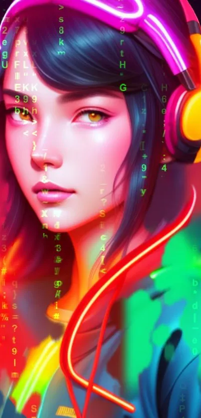 Vibrant neon cyberpunk art with glowing elements and a futuristic design.