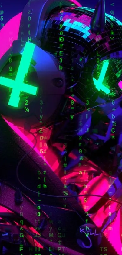 Futuristic neon cyberpunk art with vibrant colors and modern design.