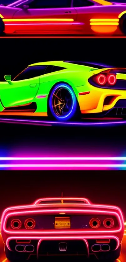 Futuristic neon car wallpaper with vibrant cyberpunk styling.