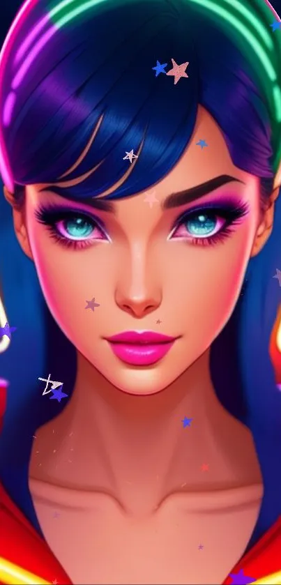 Neon cyberpunk girl with magenta hues and vibrant, futuristic design.