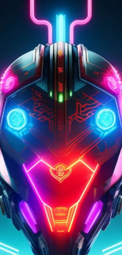 Neon cyberpunk mask with vibrant colors.