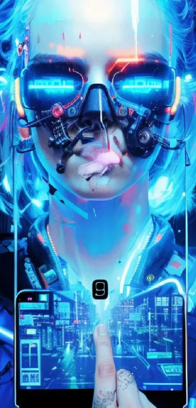 Futuristic neon cyberpunk mobile wallpaper featuring tech-inspired design.