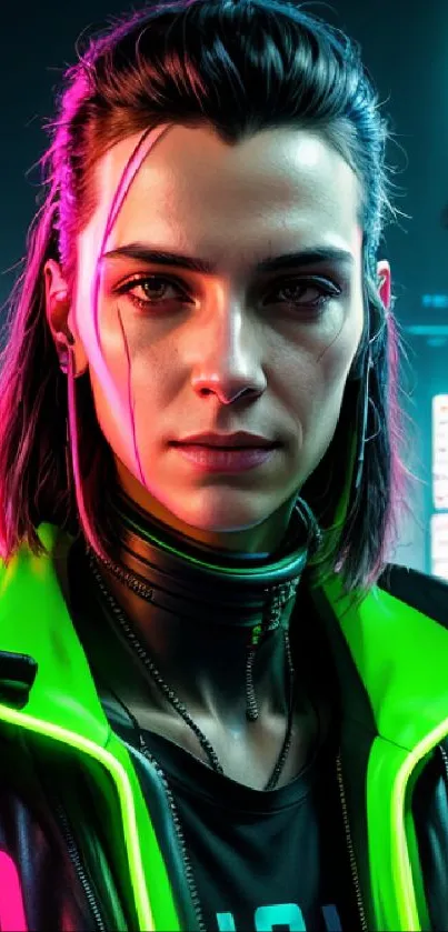 Vibrant neon cyberpunk style wallpaper portrait