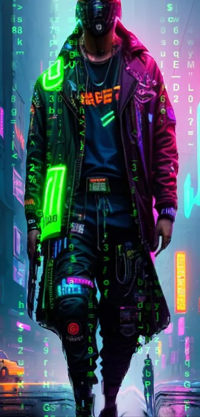 Cyberpunk wallpaper with neon lights and futuristic urban street scene.