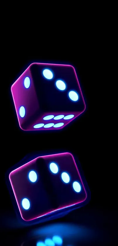 Neon dice glowing in the dark wallpaper.