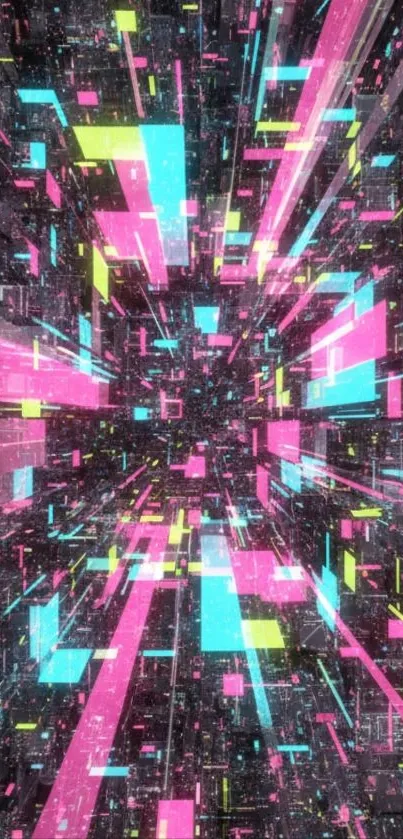 Futuristic neon tunnel with vibrant colors.