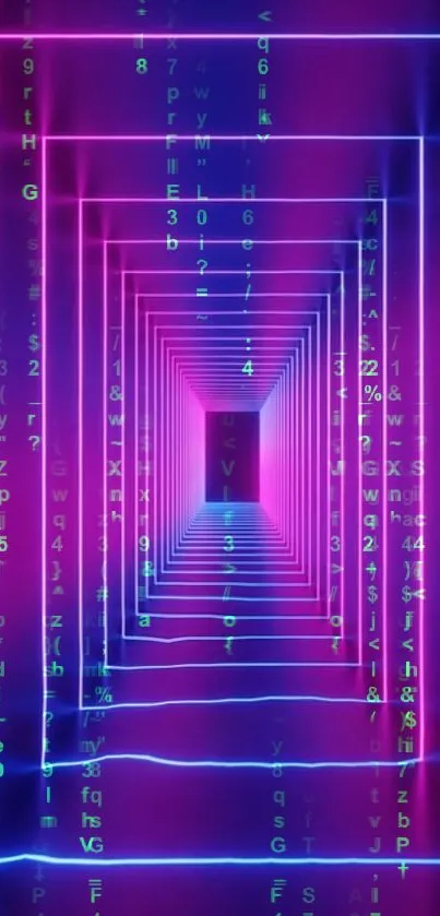 Futuristic neon digital tunnel in vibrant purple.