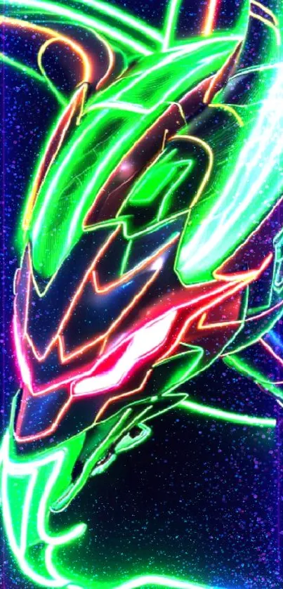 Neon green and red dragon artwork for phone wallpaper.