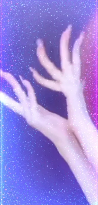 Neon dream hands with purple and pink sparkle effects.