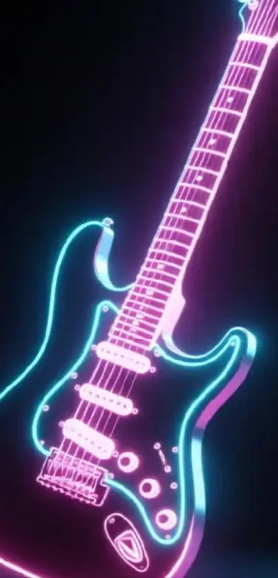 Neon electric guitar with vibrant colors.