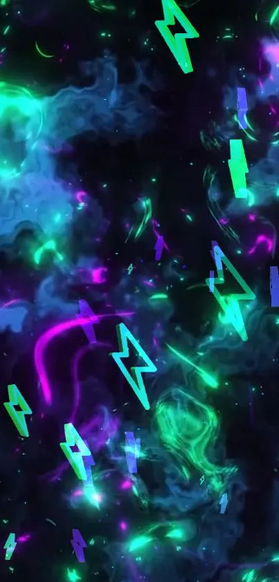 Neon electric storm wallpaper with vibrant lightning effects.