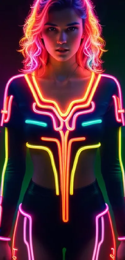 Neon fashion-themed wallpaper with vibrant LED style.