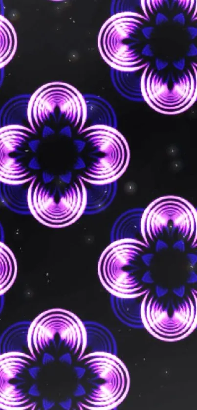 Mesmerizing purple and black neon pattern wallpaper.