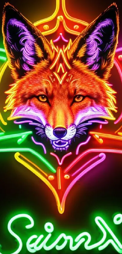 Neon fox artwork with vivid colors and intricate design