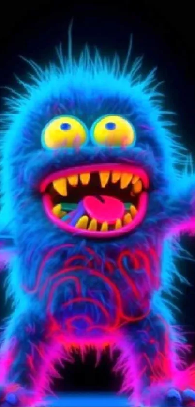 Neon furry monster art with vibrant colors and digital design