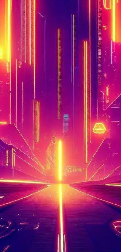 Vibrant neon cityscape with glowing lights and futuristic aesthetics.