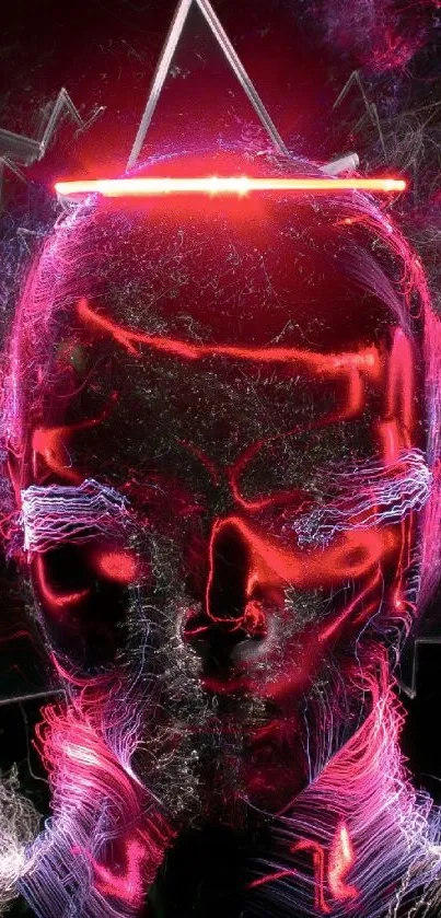 Futuristic neon head art wallpaper with vibrant abstract design.