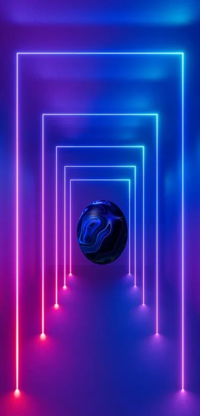 Futuristic neon tunnel wallpaper with vibrant colors.