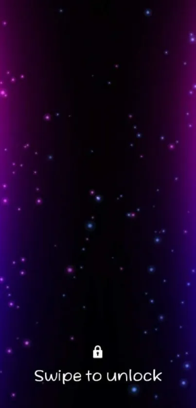 Neon galaxy wallpaper with colorful stars in pink and blue hues for phone screen.